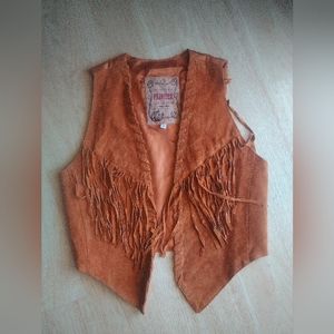 Frontier Vintage suede leather vest rust brown fringe Phoenix U.S.A. collection